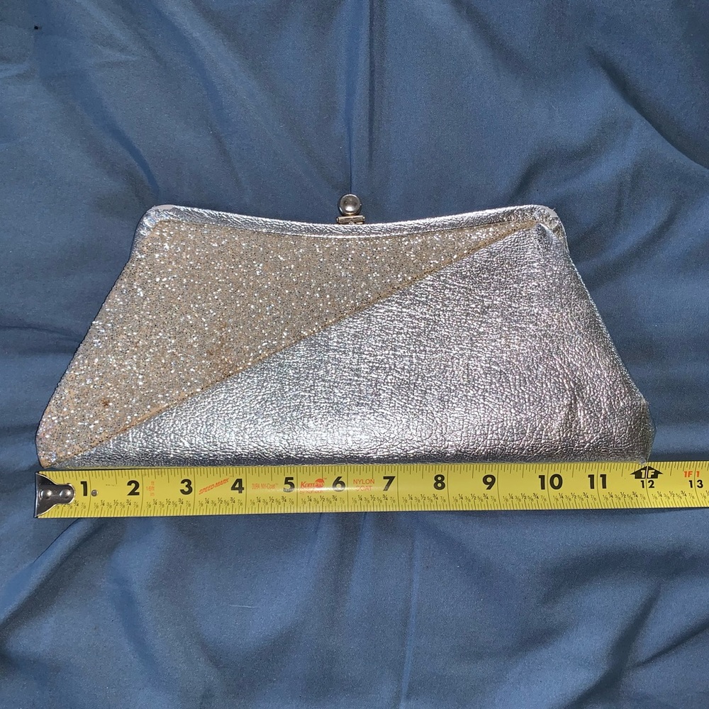 Vintage two-tone silver clutch with glitter
